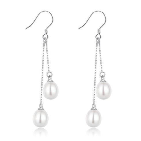 Dual Drop Freshwater Pearl Dangle Cluster Earrings - House Of Pearls